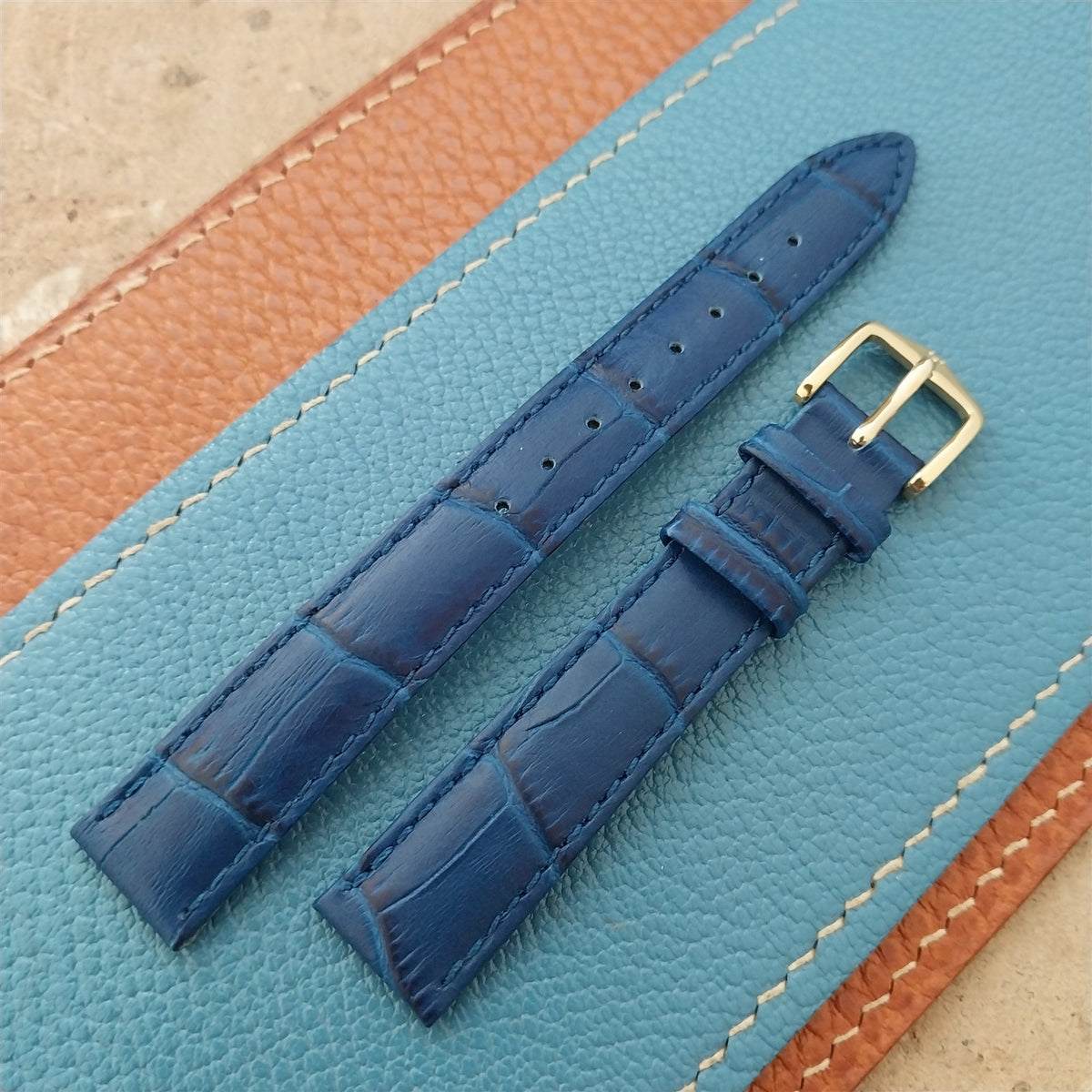 14mm Ladies Hirsch Blue Alligator Grain Leather Watch Strap