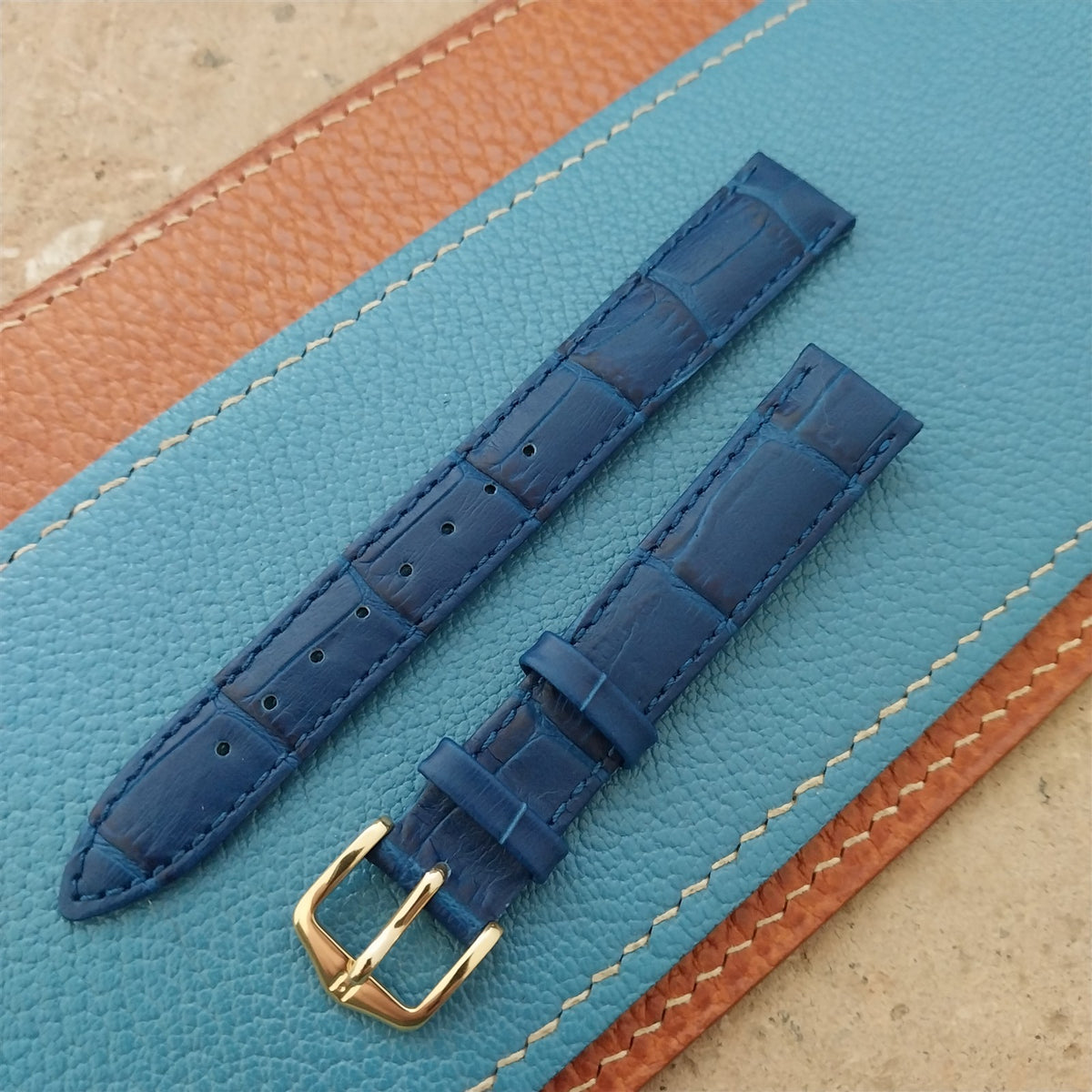 14mm Ladies Hirsch Blue Alligator Grain Leather Watch Strap
