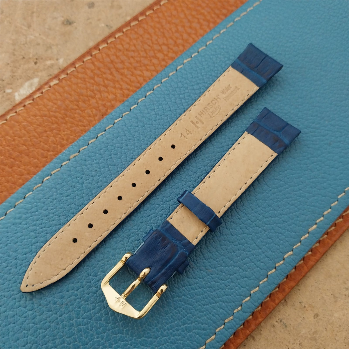 14mm Ladies Hirsch Blue Alligator Grain Leather Watch Strap