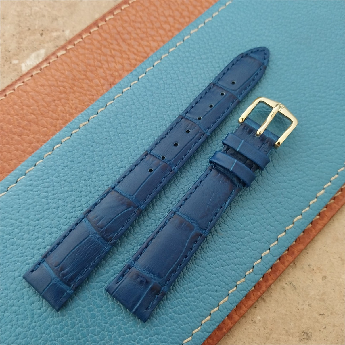 14mm Ladies Hirsch Blue Alligator Grain Leather Watch Strap