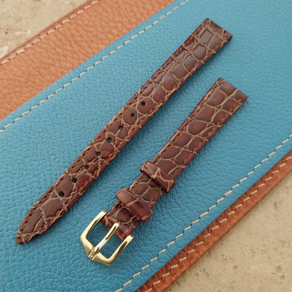 13mm Ladies Hirsch Croco Grain Leather Watch Strap