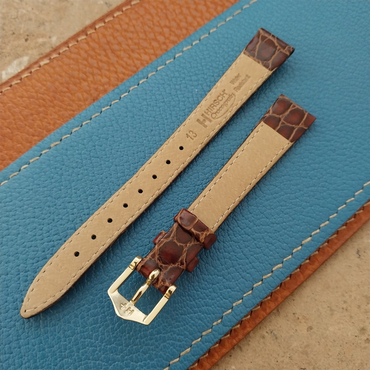 13mm Ladies Hirsch Croco Grain Leather Watch Strap