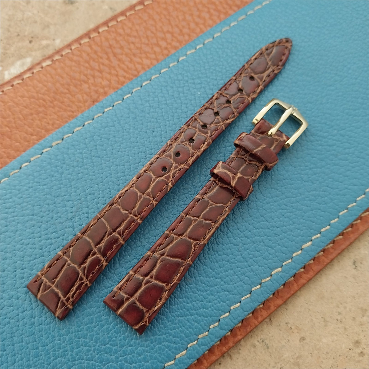 13mm Ladies Hirsch Croco Grain Leather Watch Strap