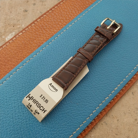 14mm Ladies Hirsch Amon Brown Alligator Grain Leather Watch Strap