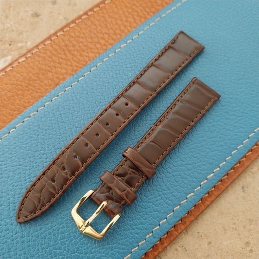 14mm Ladies Hirsch Amon Brown Alligator Grain Leather Watch Strap