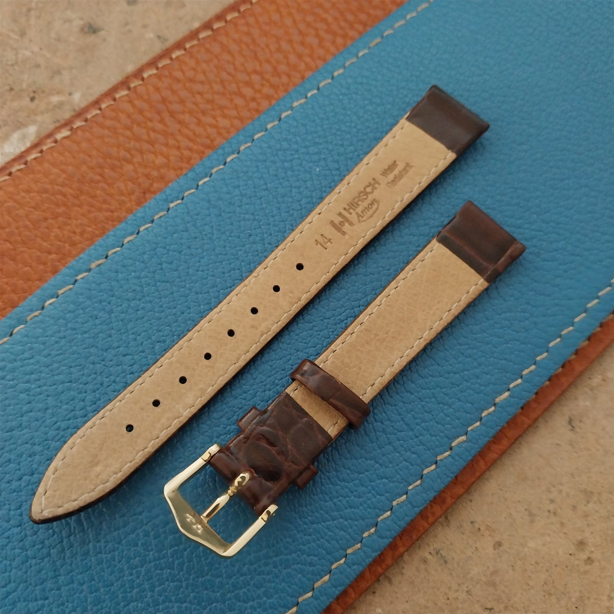14mm Ladies Hirsch Amon Brown Alligator Grain Leather Watch Strap