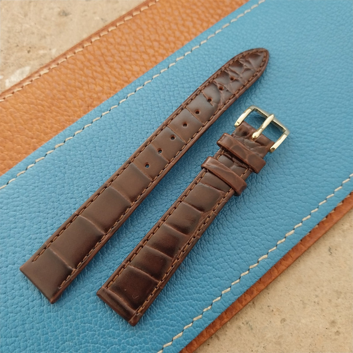 14mm Ladies Hirsch Amon Brown Alligator Grain Leather Watch Strap