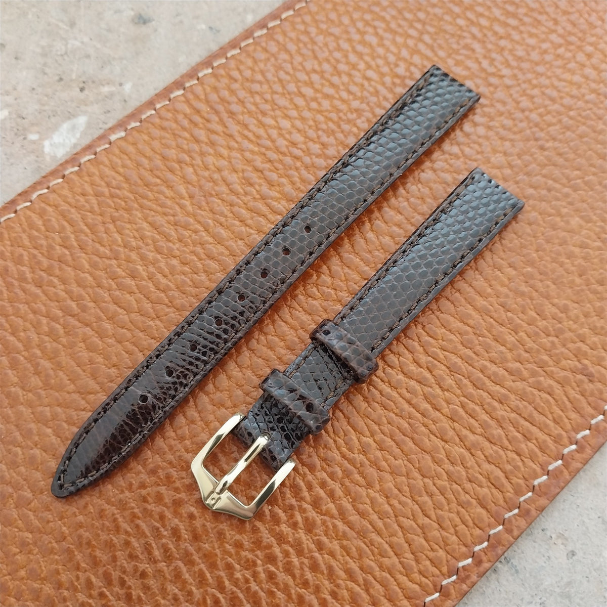 12mm Ladies Hirsch Brown Lizard Watch Strap
