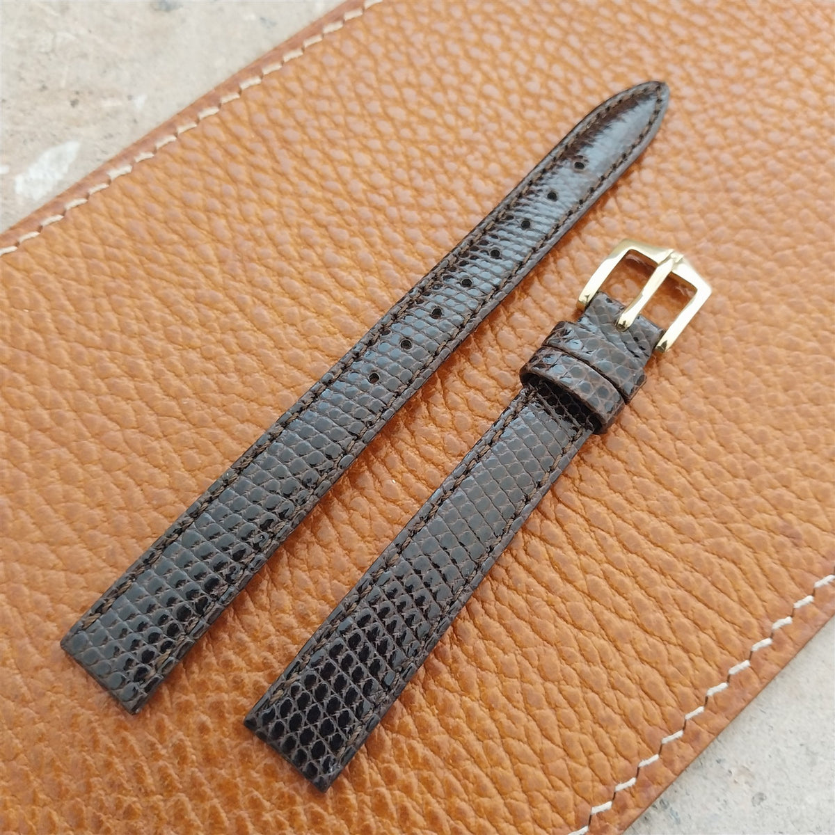 12mm Ladies Hirsch Brown Lizard Watch Strap