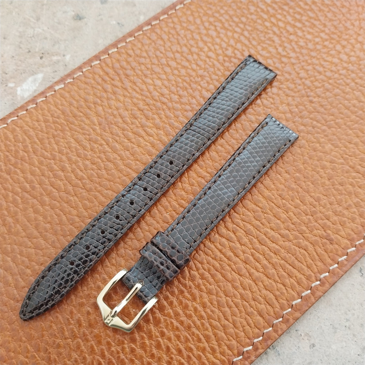 12mm Ladies Hirsch Brown Lizard Watch Strap