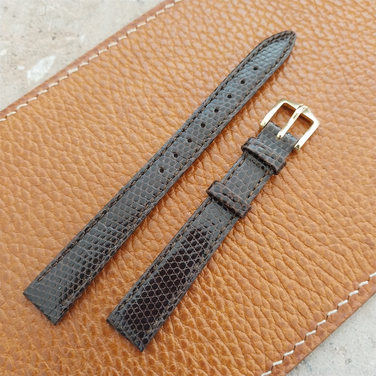 12mm Ladies Hirsch Brown Lizard Watch Strap