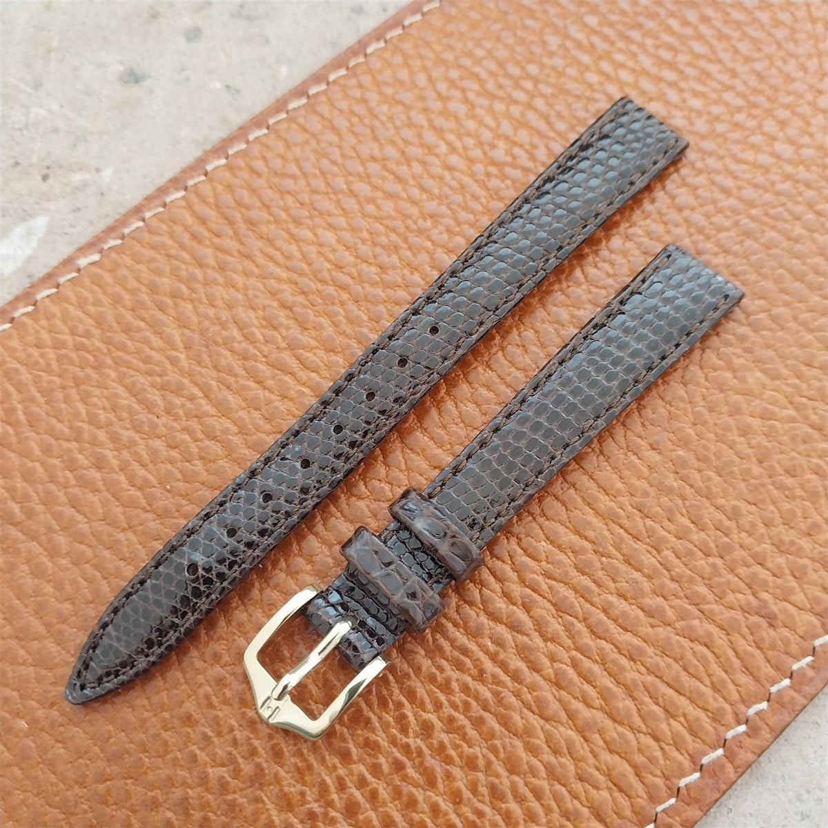 12mm Ladies Hirsch Brown Lizard Watch Strap