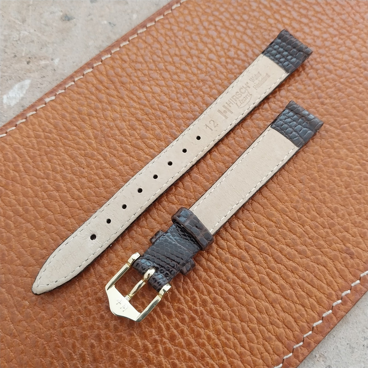 12mm Ladies Hirsch Brown Lizard Watch Strap