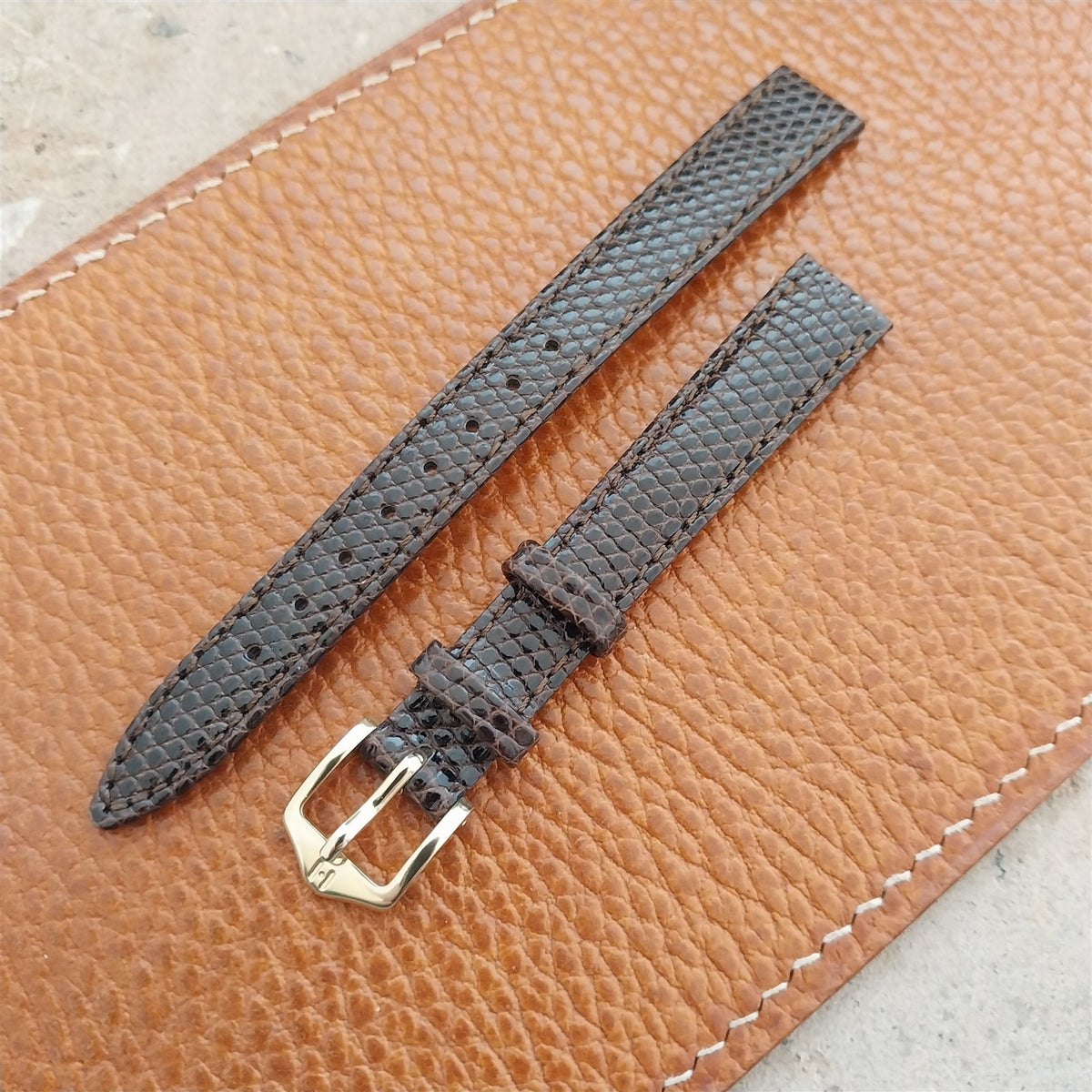 12mm Ladies Hirsch Brown Lizard Watch Strap
