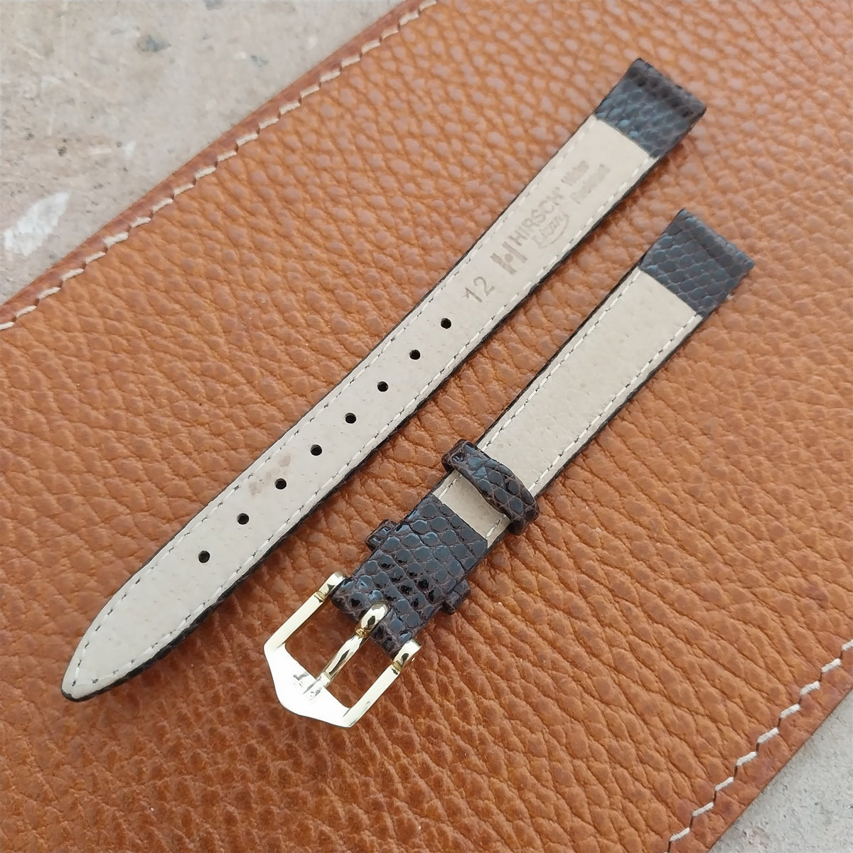 12mm Ladies Hirsch Brown Lizard Watch Strap
