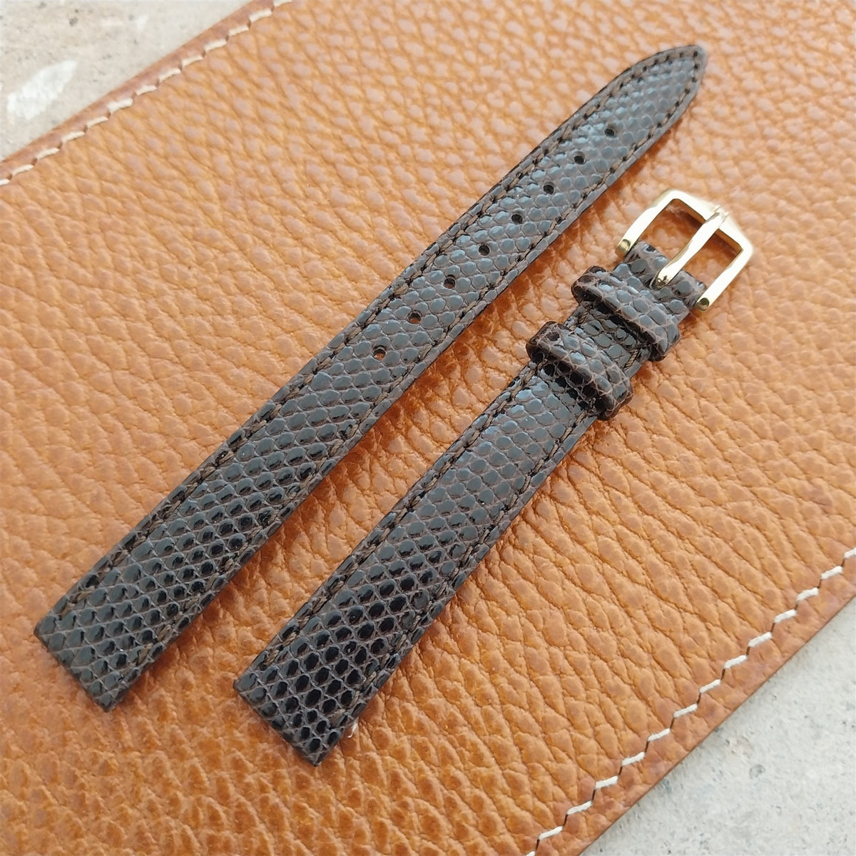 12mm Ladies Hirsch Brown Lizard Watch Strap