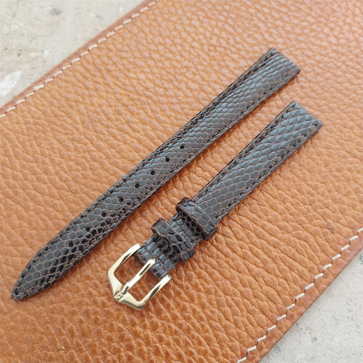12mm Ladies Hirsch Brown Lizard Watch Strap