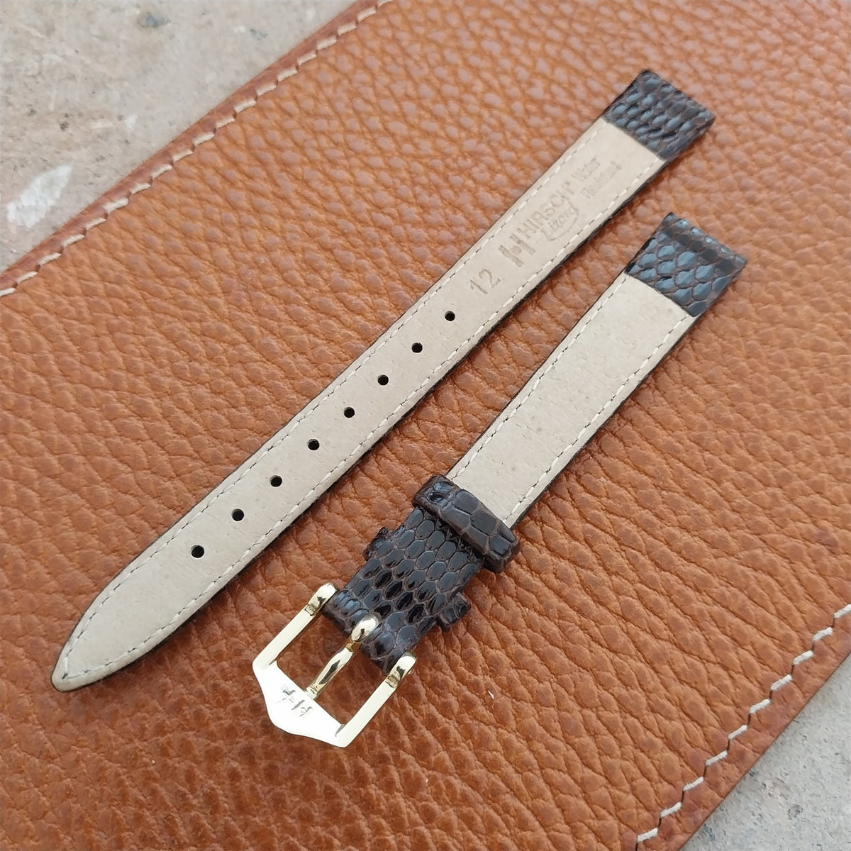 12mm Ladies Hirsch Brown Lizard Watch Strap