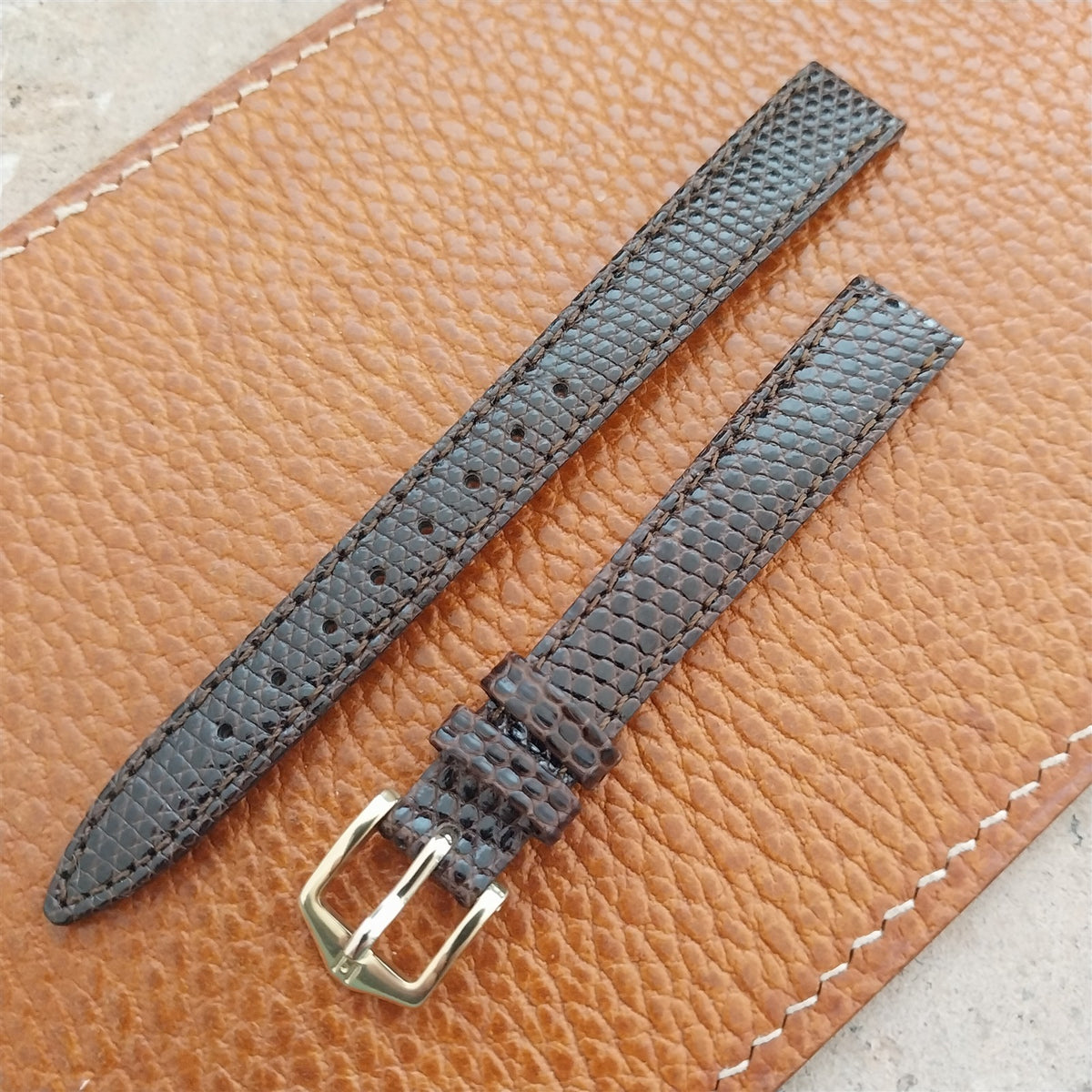 12mm Ladies Hirsch Brown Lizard Watch Strap