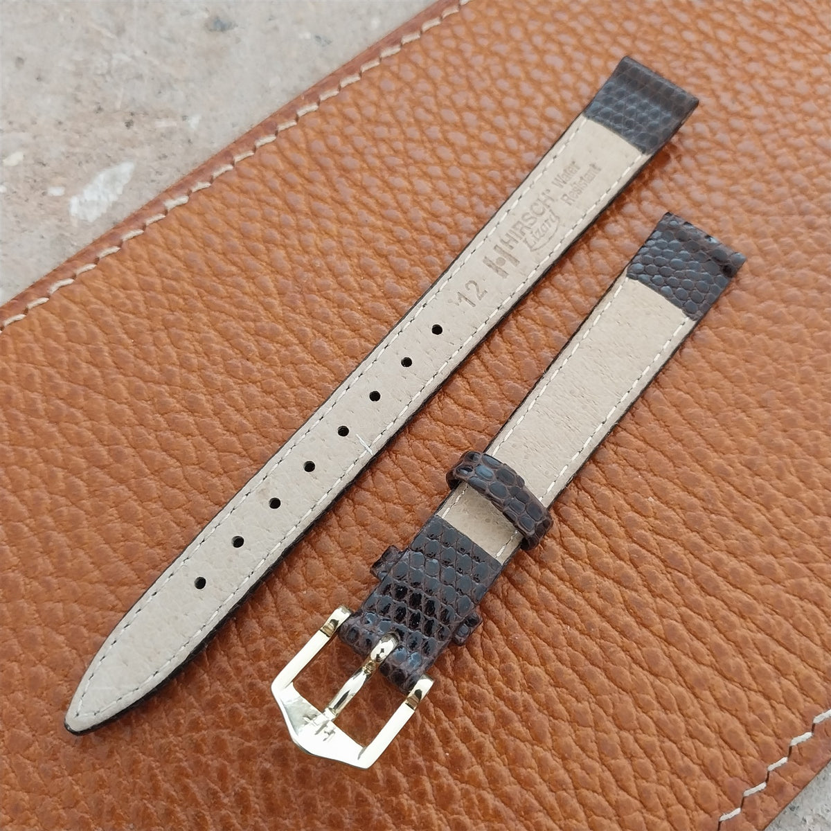 12mm Ladies Hirsch Brown Lizard Watch Strap