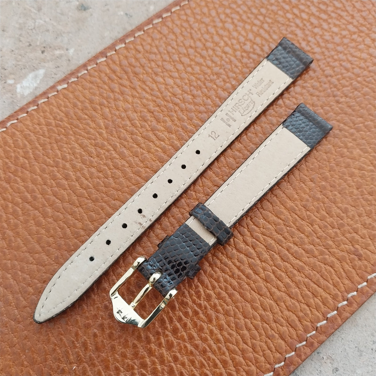 12mm Ladies Hirsch Brown Lizard Watch Strap