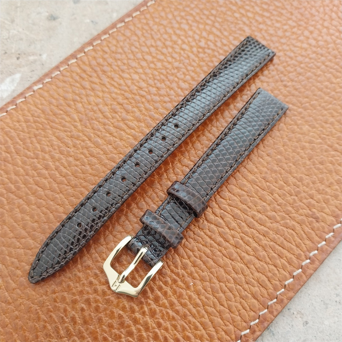 12mm Ladies Hirsch Brown Lizard Watch Strap