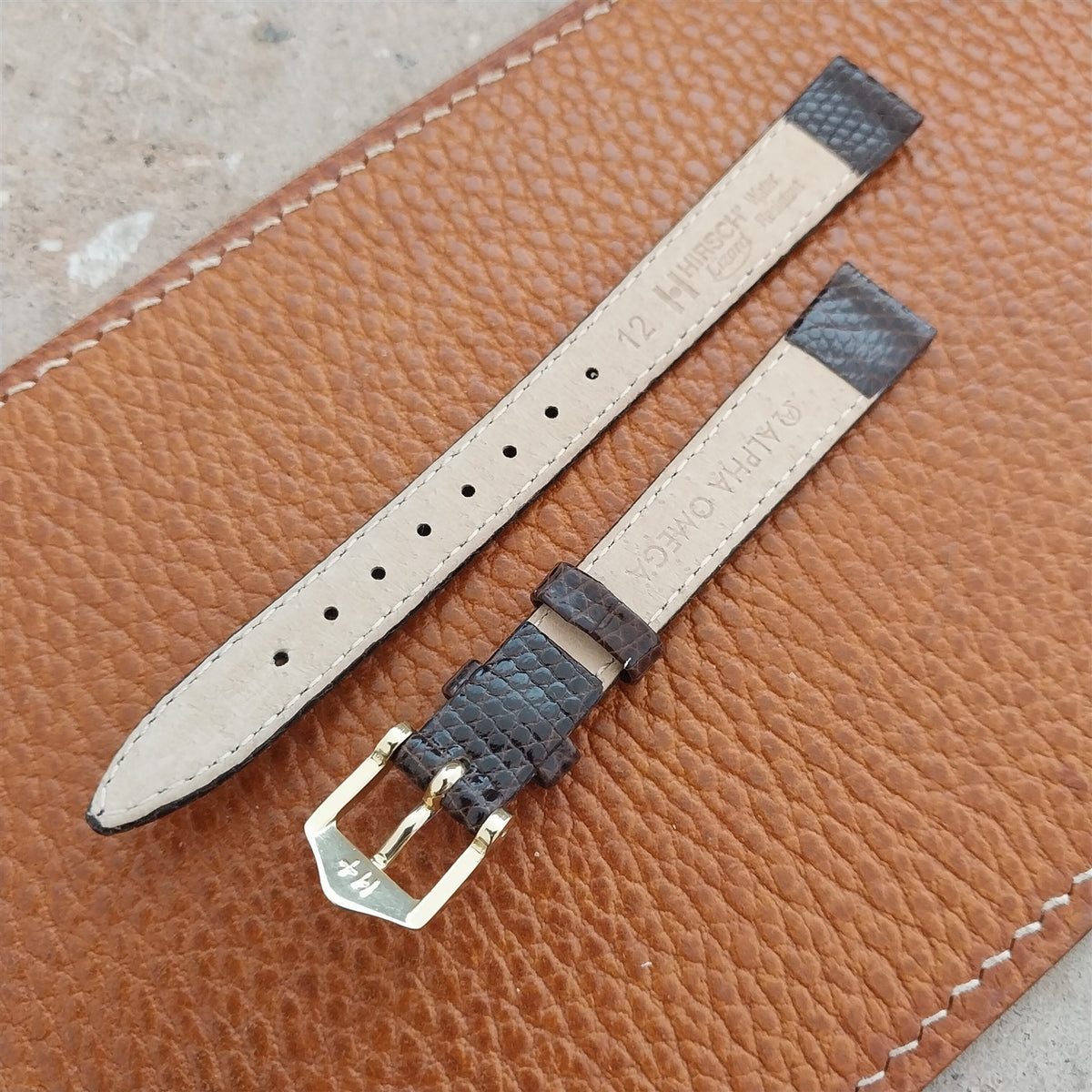 12mm Ladies Hirsch Brown Lizard Watch Strap