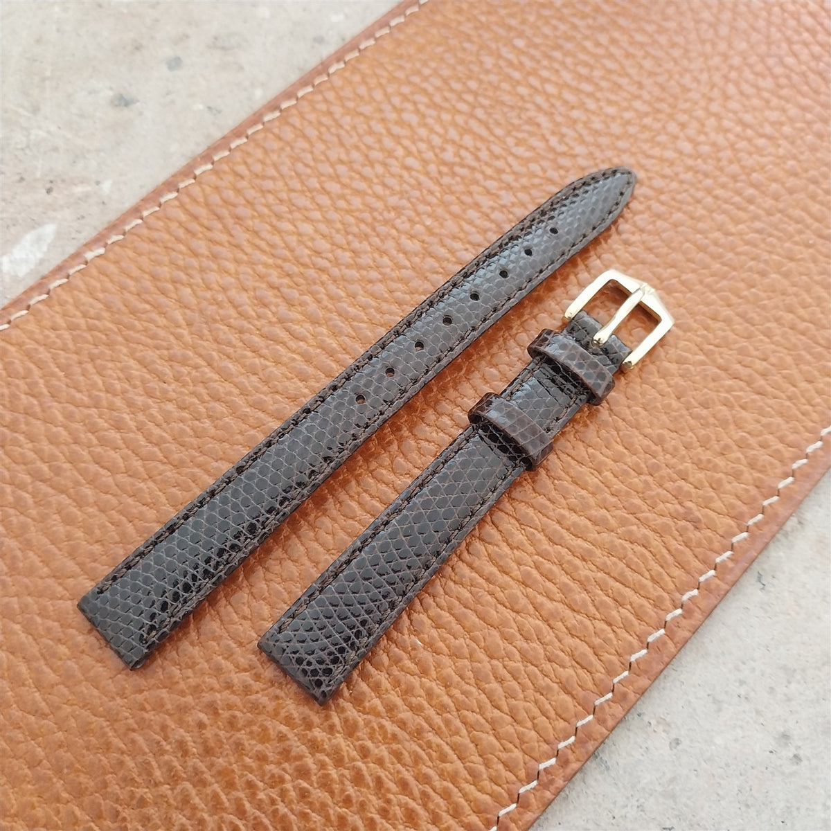 12mm Ladies Hirsch Brown Lizard Watch Strap