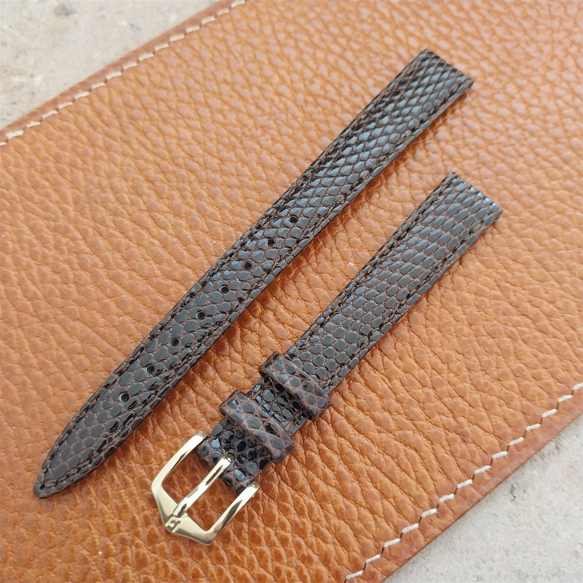12mm Ladies Hirsch Brown Lizard Watch Strap