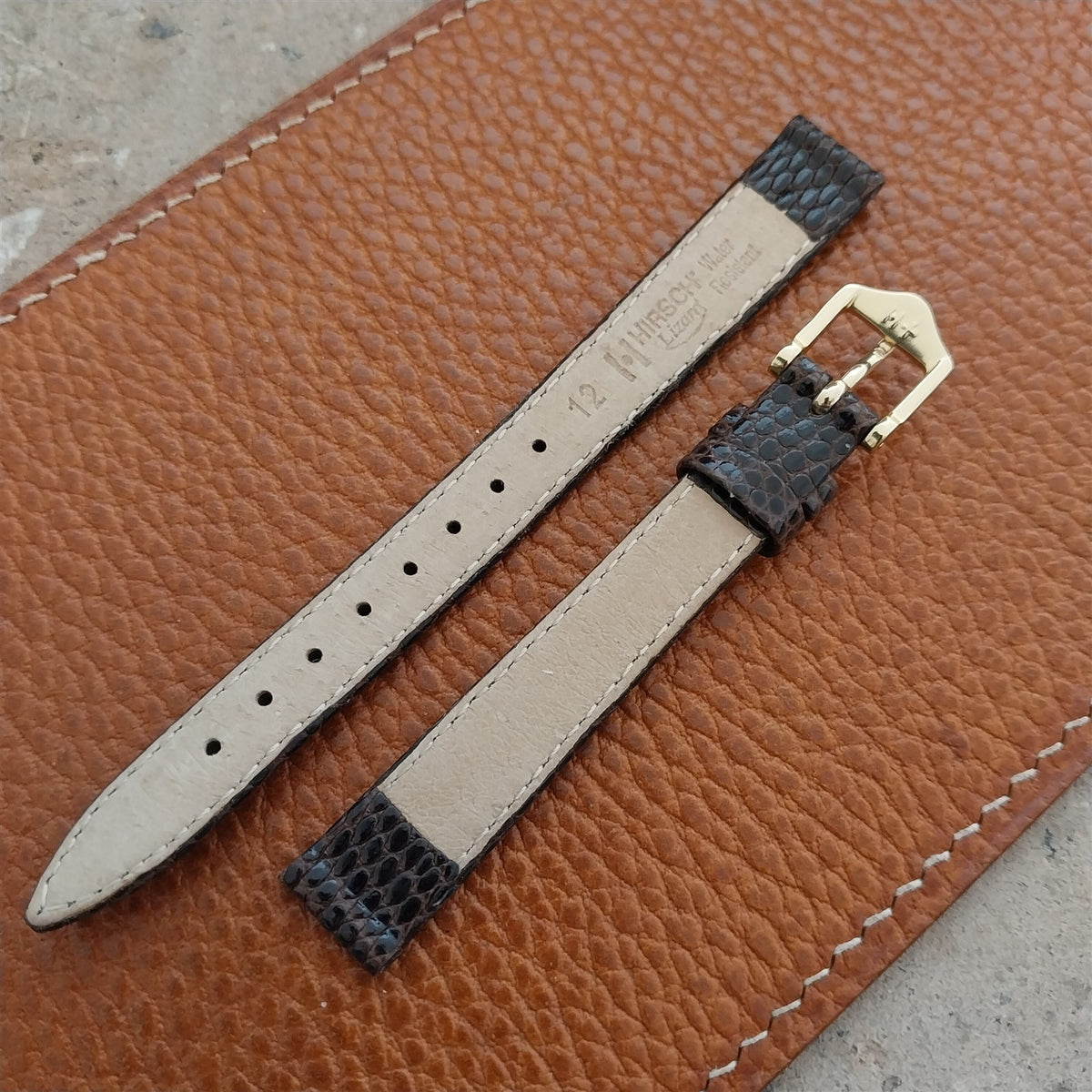 12mm Ladies Hirsch Brown Lizard Watch Strap