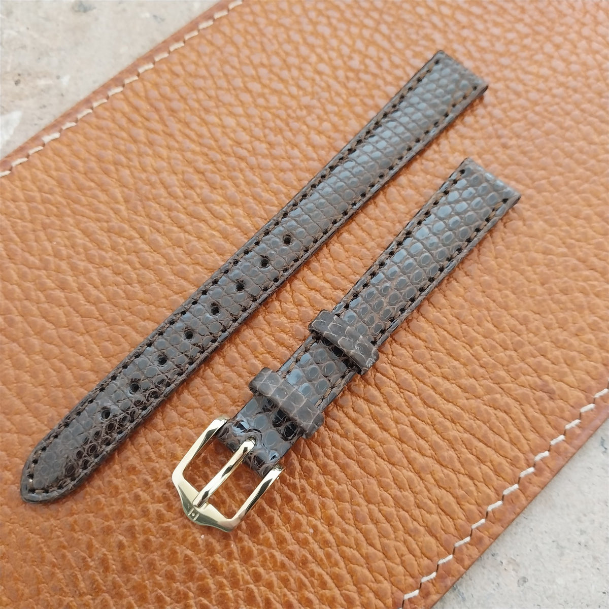 12mm Ladies Hirsch Brown Lizard Watch Strap