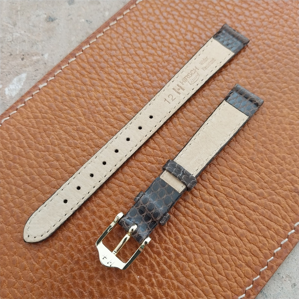 12mm Ladies Hirsch Brown Lizard Watch Strap