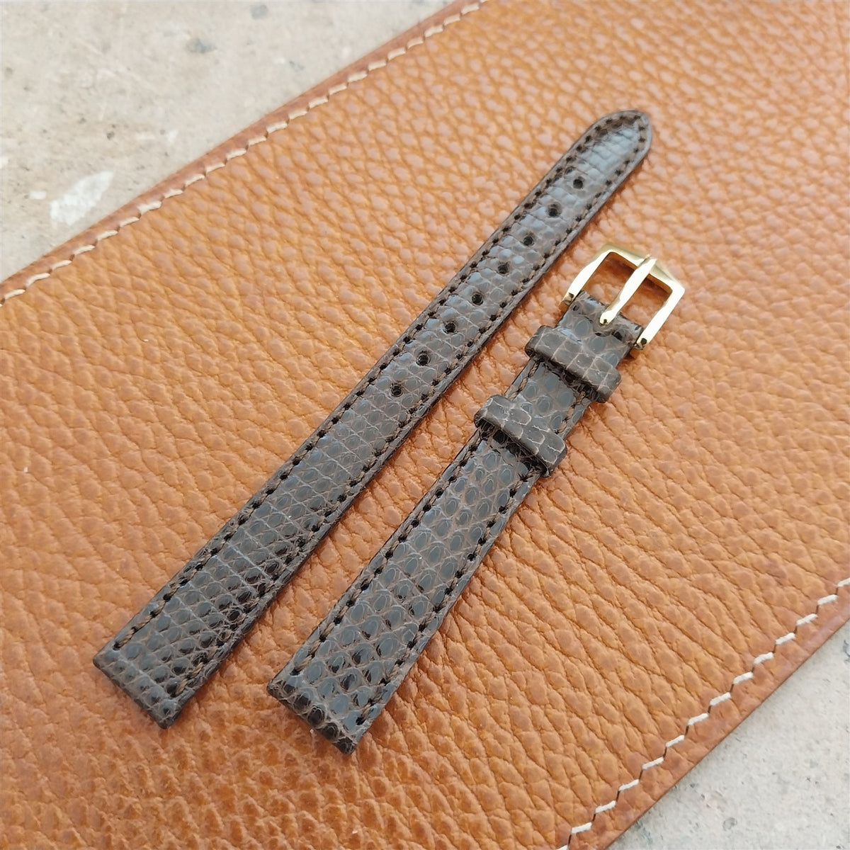 12mm Ladies Hirsch Brown Lizard Watch Strap
