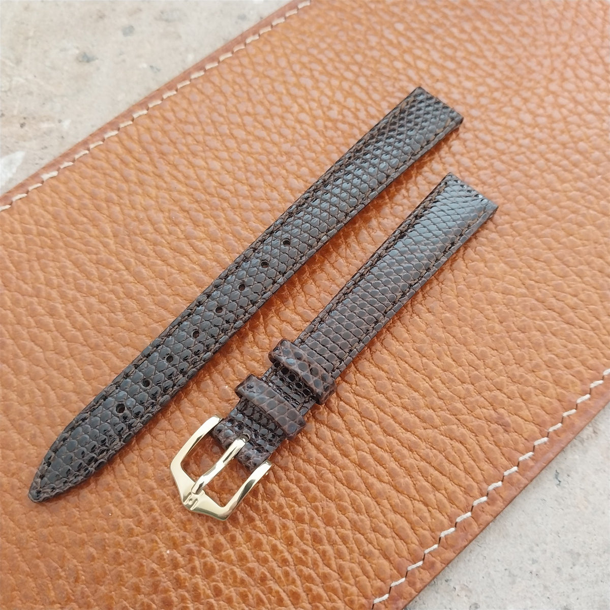 12mm Ladies Hirsch Brown Lizard Watch Strap