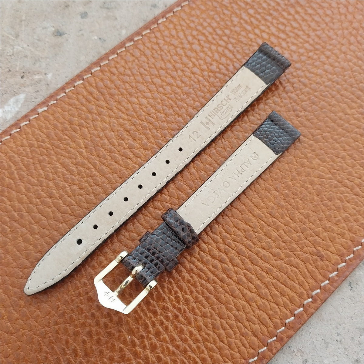 12mm Ladies Hirsch Brown Lizard Watch Strap