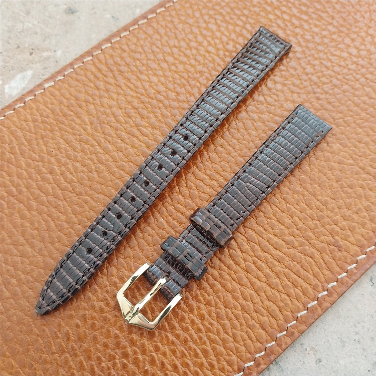 12mm Ladies Hirsch Brown Lizard Watch Strap