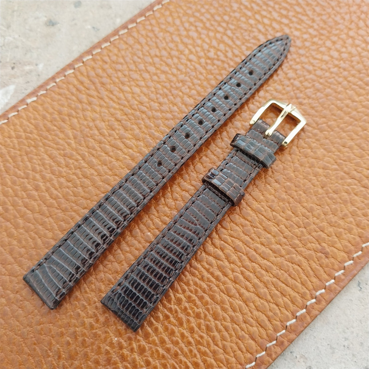 12mm Ladies Hirsch Brown Lizard Watch Strap