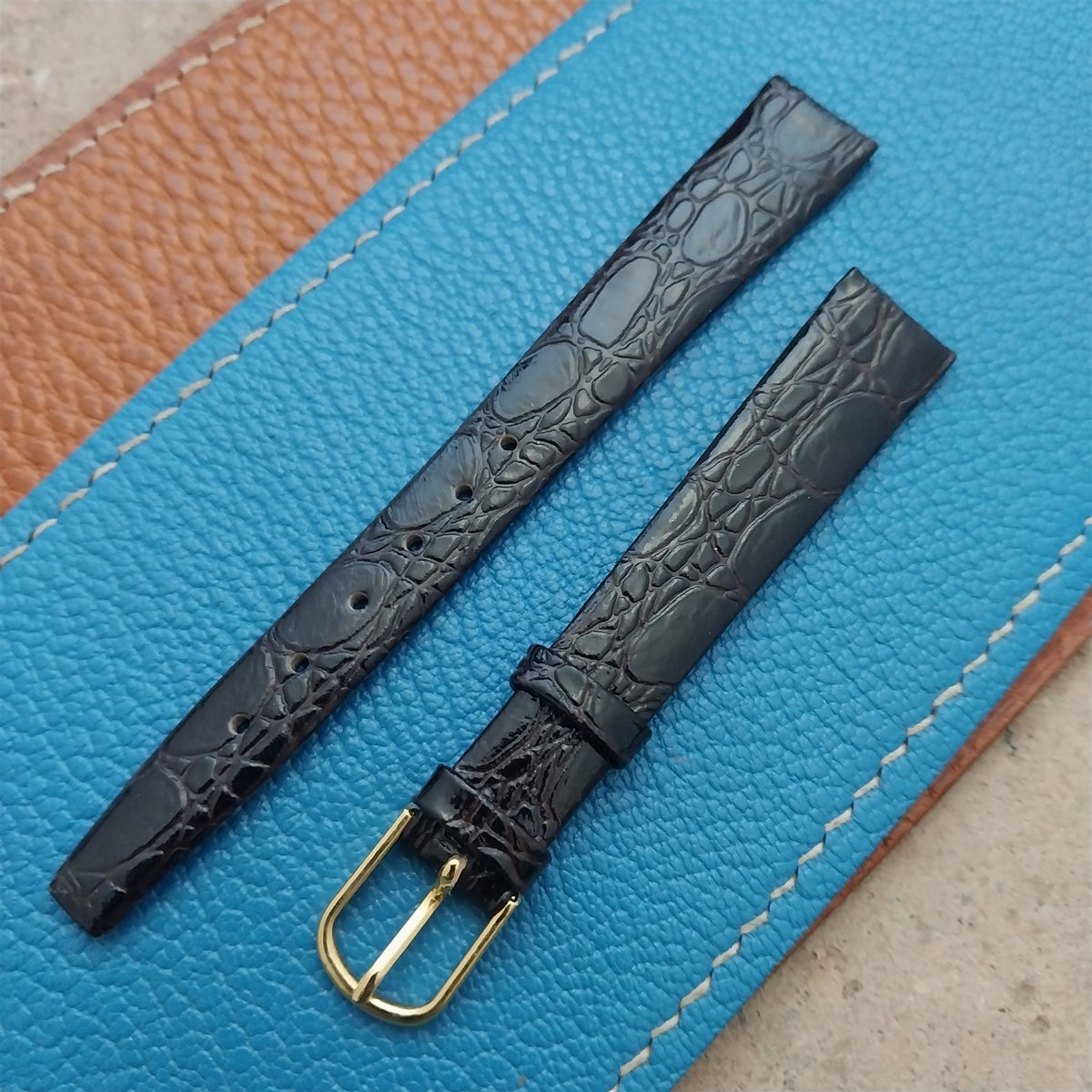 13mm Kreisler Brown Alligator Grain Leather Ladies Watch Strap