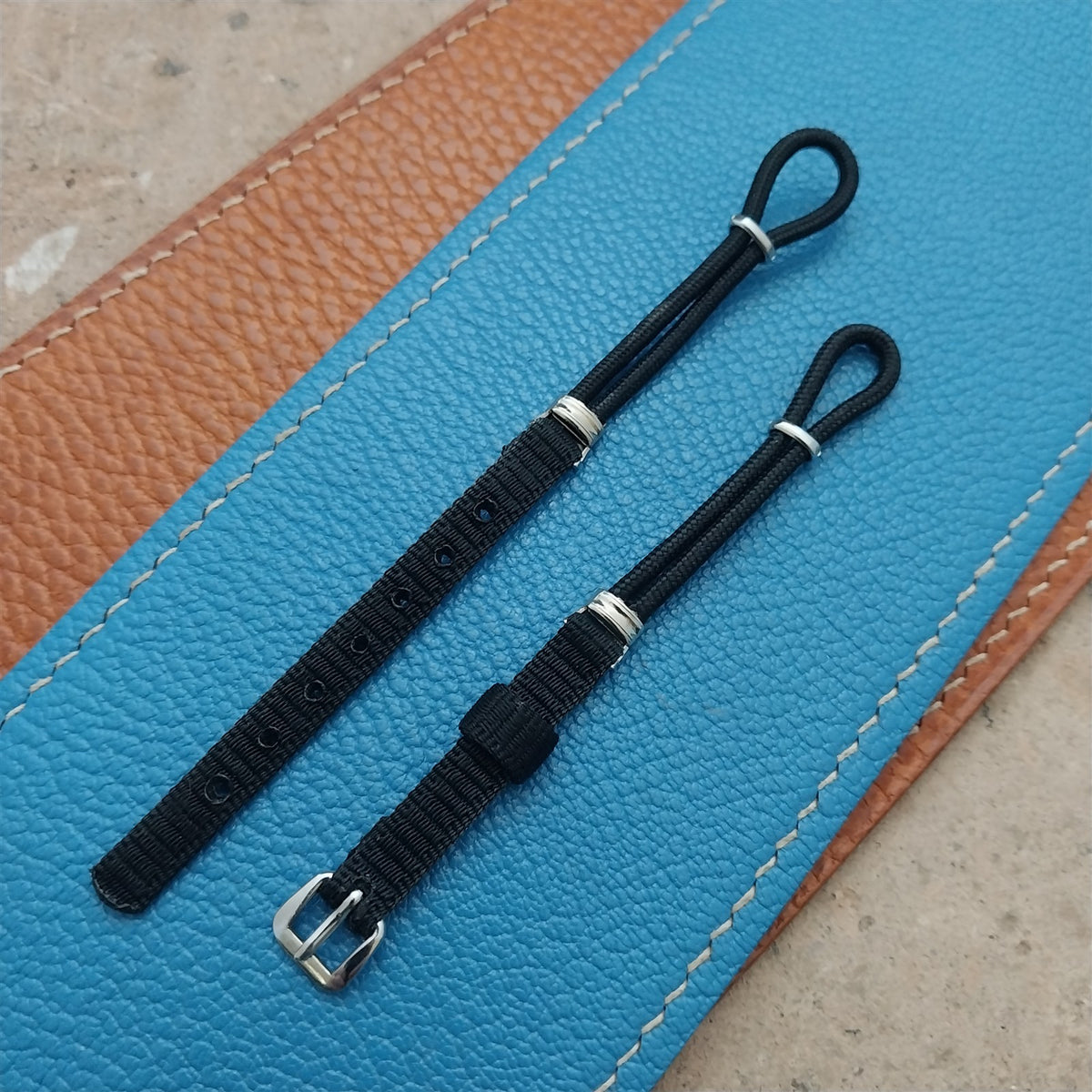 Vintage Womens Black Nylon & Silver-Tone Classic Cocktail Watch Strap