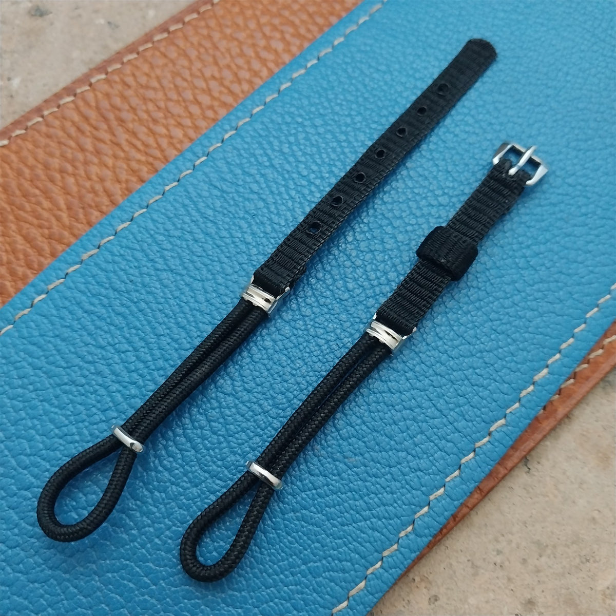 Vintage Womens Black Nylon & Silver-Tone Classic Cocktail Watch Strap