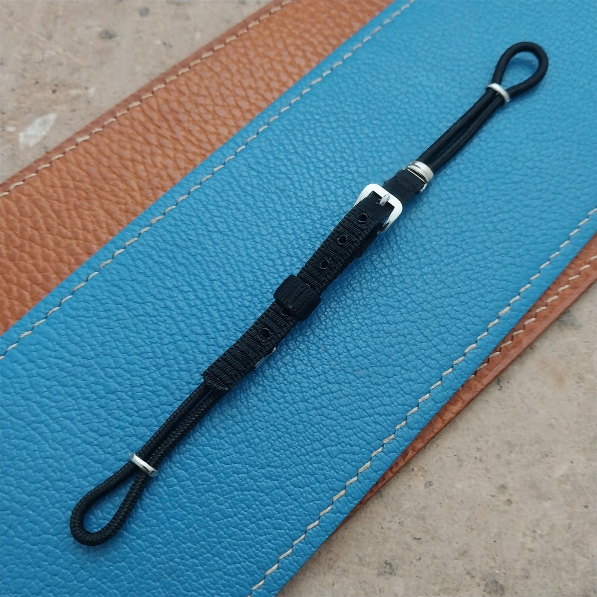 Vintage Womens Black Nylon & Silver-Tone Classic Cocktail Watch Strap