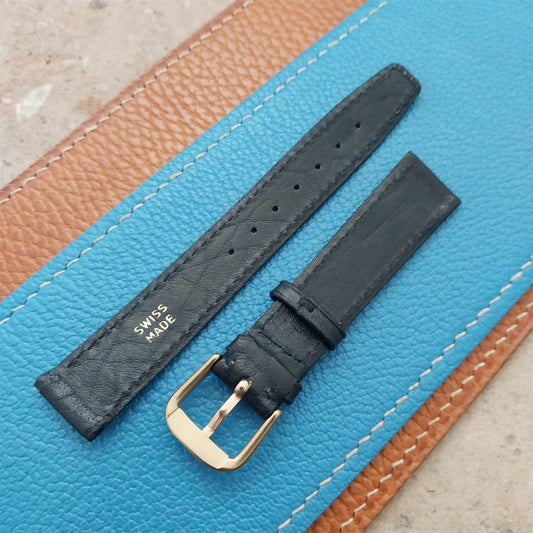 16mm Swiss Black Tapered Leather Watch Strap & RG Buckle