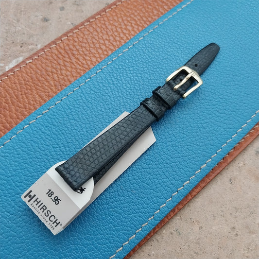 12mm Ladies Hirsch Black Lizard Look Leather Watch Strap