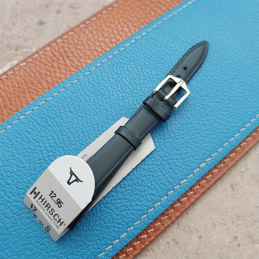 12mm Ladies Hirsch Black Leather Watch Strap
