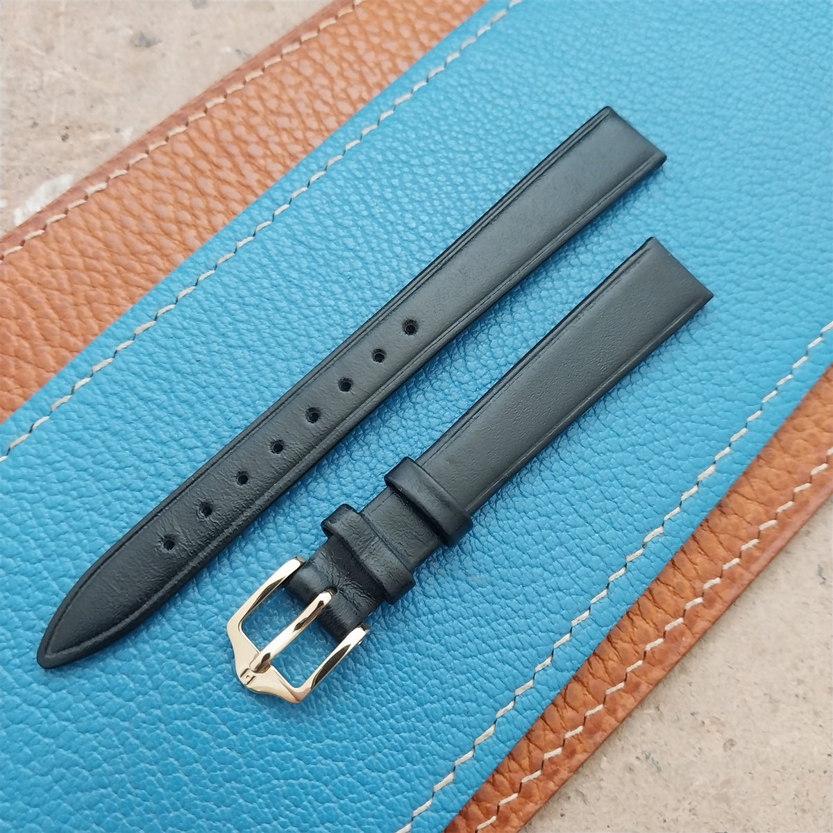 12mm Ladies Hirsch Black Leather Watch Strap