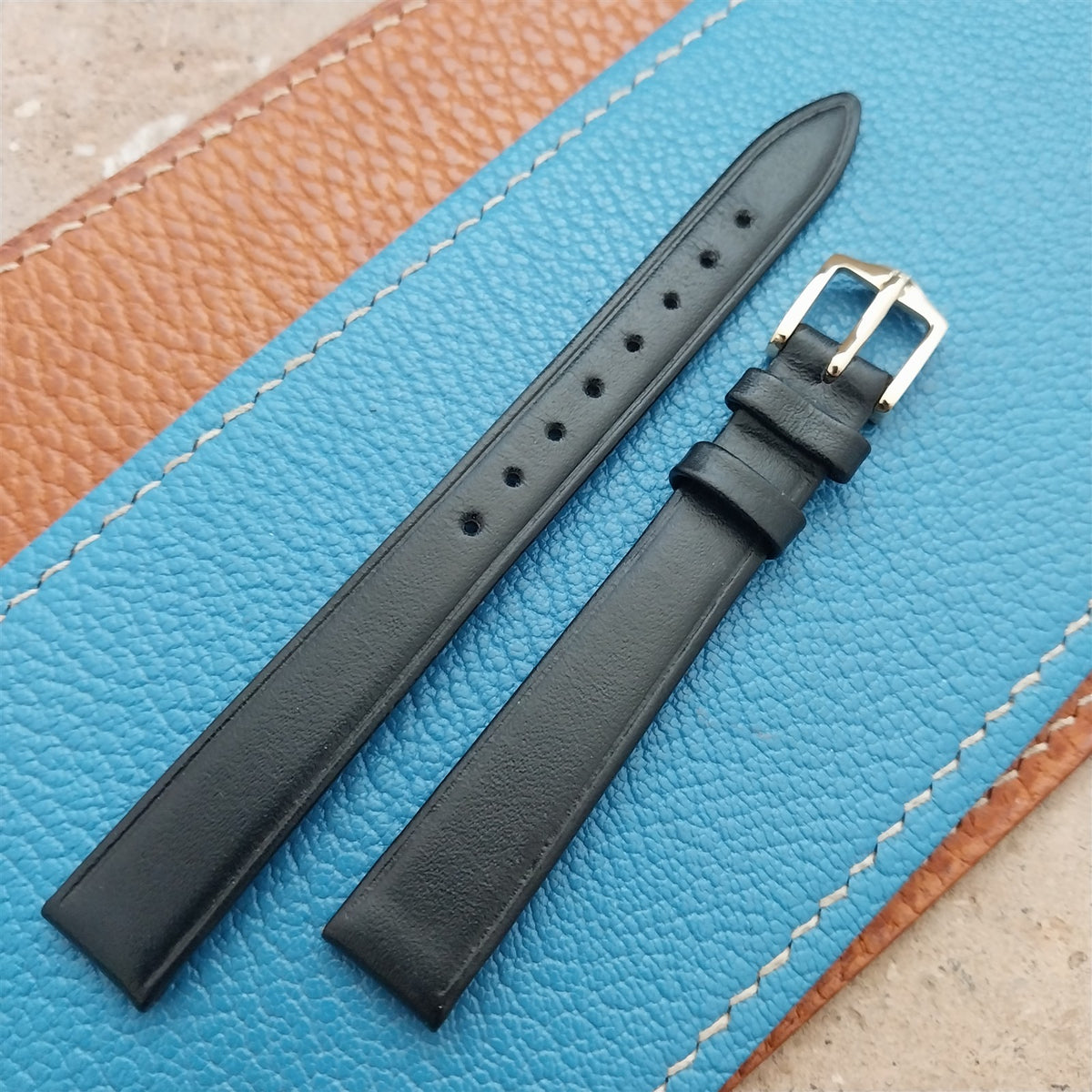 12mm Ladies Hirsch Black Leather Watch Strap
