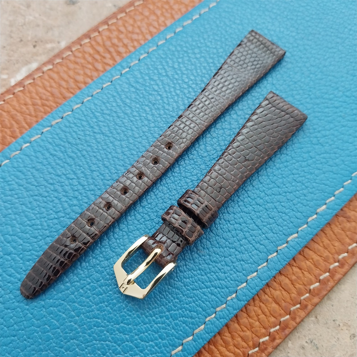12mm Ladies Hirsch Brown Lizard Watch Strap
