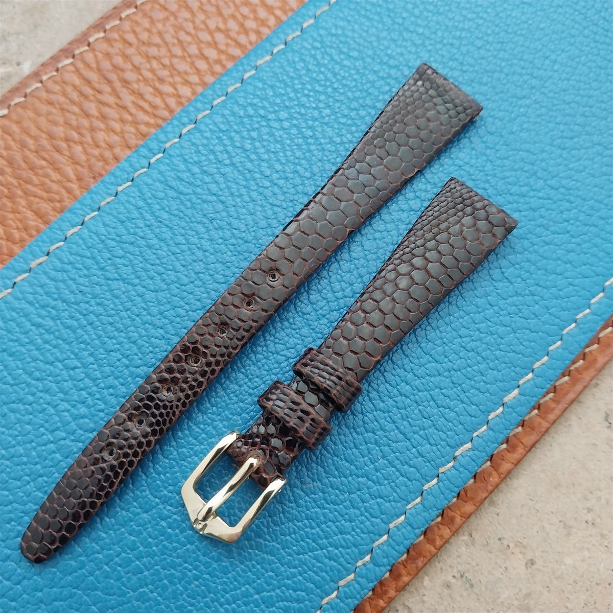 12mm Ladies Hirsch Brown Lizard Watch Strap