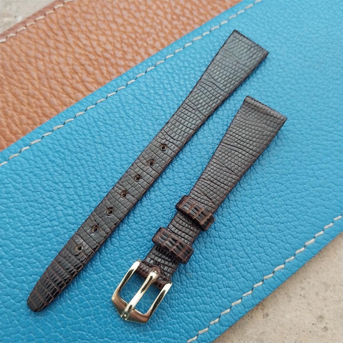 12mm Ladies Hirsch Brown Lizard Watch Strap