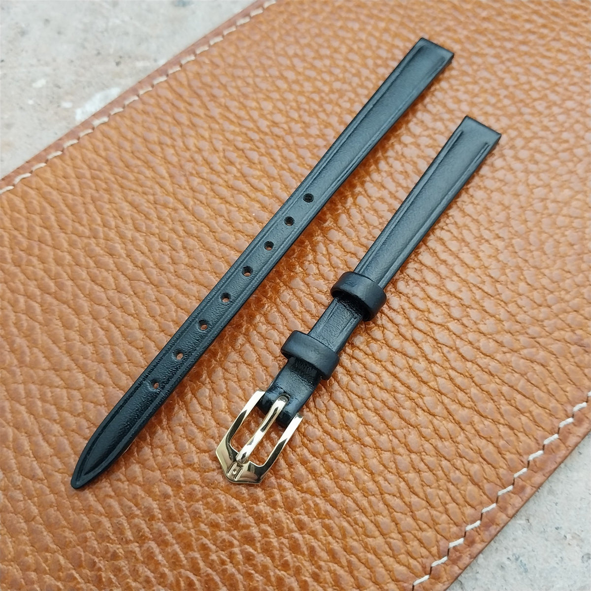 8mm Ladies Hirsch Black Calf Watch Strap